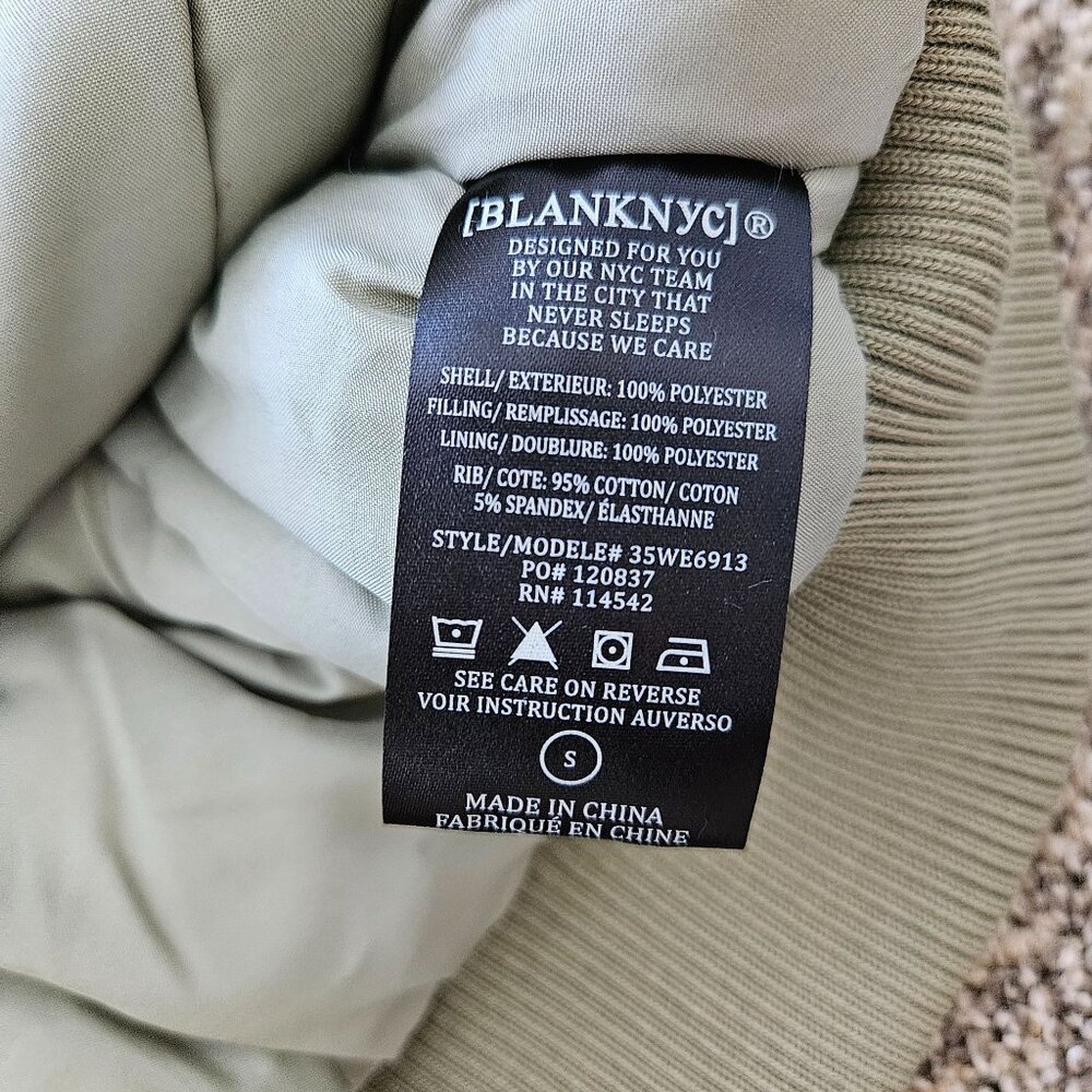 NWT Blank NYC Bomber Style Jacket Coat Pale Green Trendy Sz Small Oversized - Picture 12 of 16